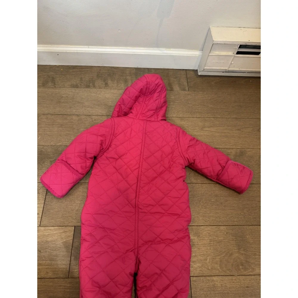 Ralph Lauren Bunting Infant 9M‎ Sport Pink Quilted Hooded Footed Snowsuit